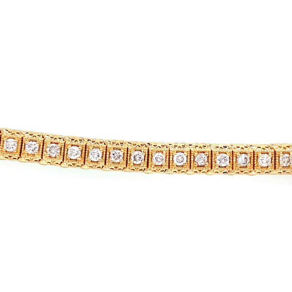 Vintage, Bracelet, Straight Line, Tennis Bracelet, Diamond, 14K Yellow Gold 