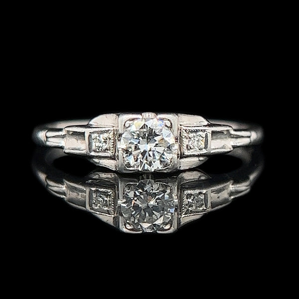 .35ct. Diamond & Platinum Vintage Engagement - Fashion Ring Lambert Brothers - J38074