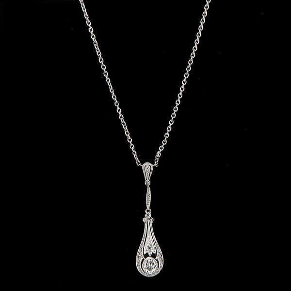Edwardian .10ct. Diamond Antique Necklace Platinum - Yellow & White Gold - J40284